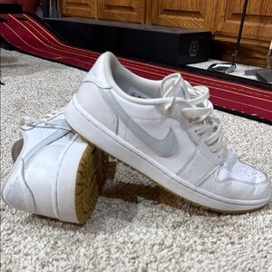 Nike Jordan 1 Low Golf, Size 9.5, EUC, White/Gray/Gum